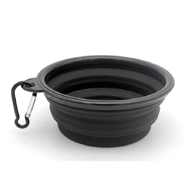🐶 Folding Portable Silicone Dog Feeder Bowl – 2-in-1 Food & Water Dispenser with Carabiner