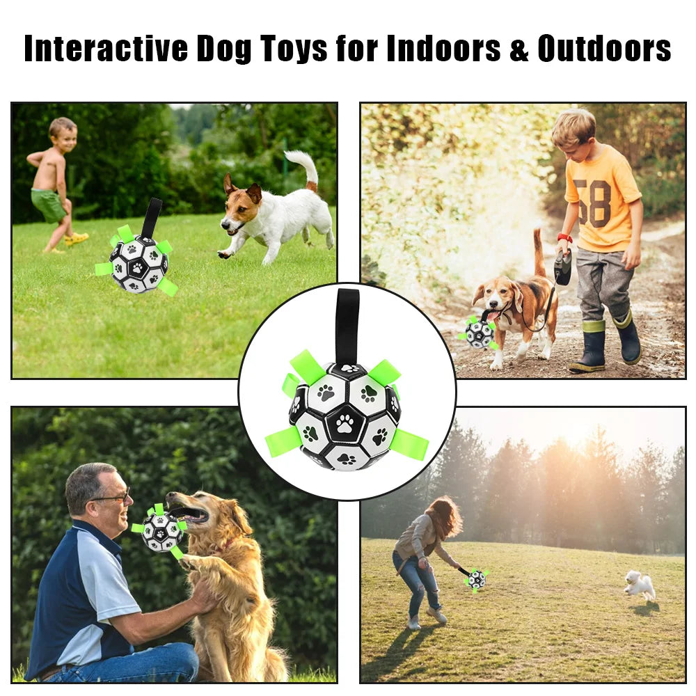 Interactive Dog Soccer Ball Toy with Grab Tabs – Durable Outdoor Pet Football for Puppies & Medium