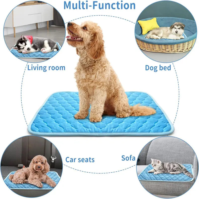 Dogs Self-Cooling Mat – Summer Ice Silk Sleeping Pad for Pets: