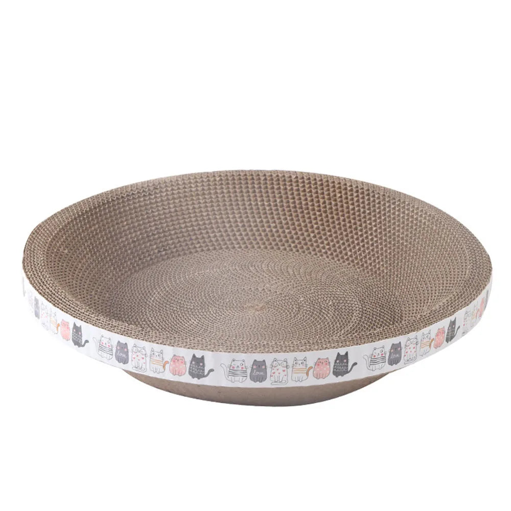 L Size Corrugated Cat Scratcher Bed – Oval Cardboard Bowl Toy with Claw Grinding Pad