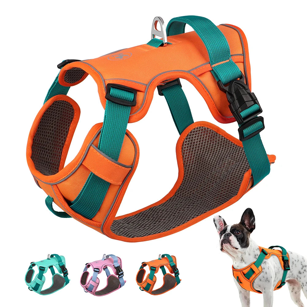 🐕 Mesh Breathable Reflective Dog Harness – Adjustable Nylon Training Vest for Small, Medium & Large Dogs