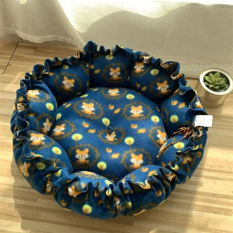 Drawstring Dual-Use Pet Bed – Adjustable Soft Nest Cushion for Cats & Small Dogs
