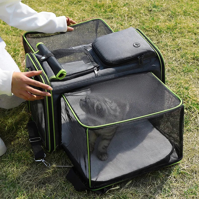 Foldable Expandable Cat Carrier Bag – Large Capacity, Breathable Travel Handbag for Cats & Small Dogs