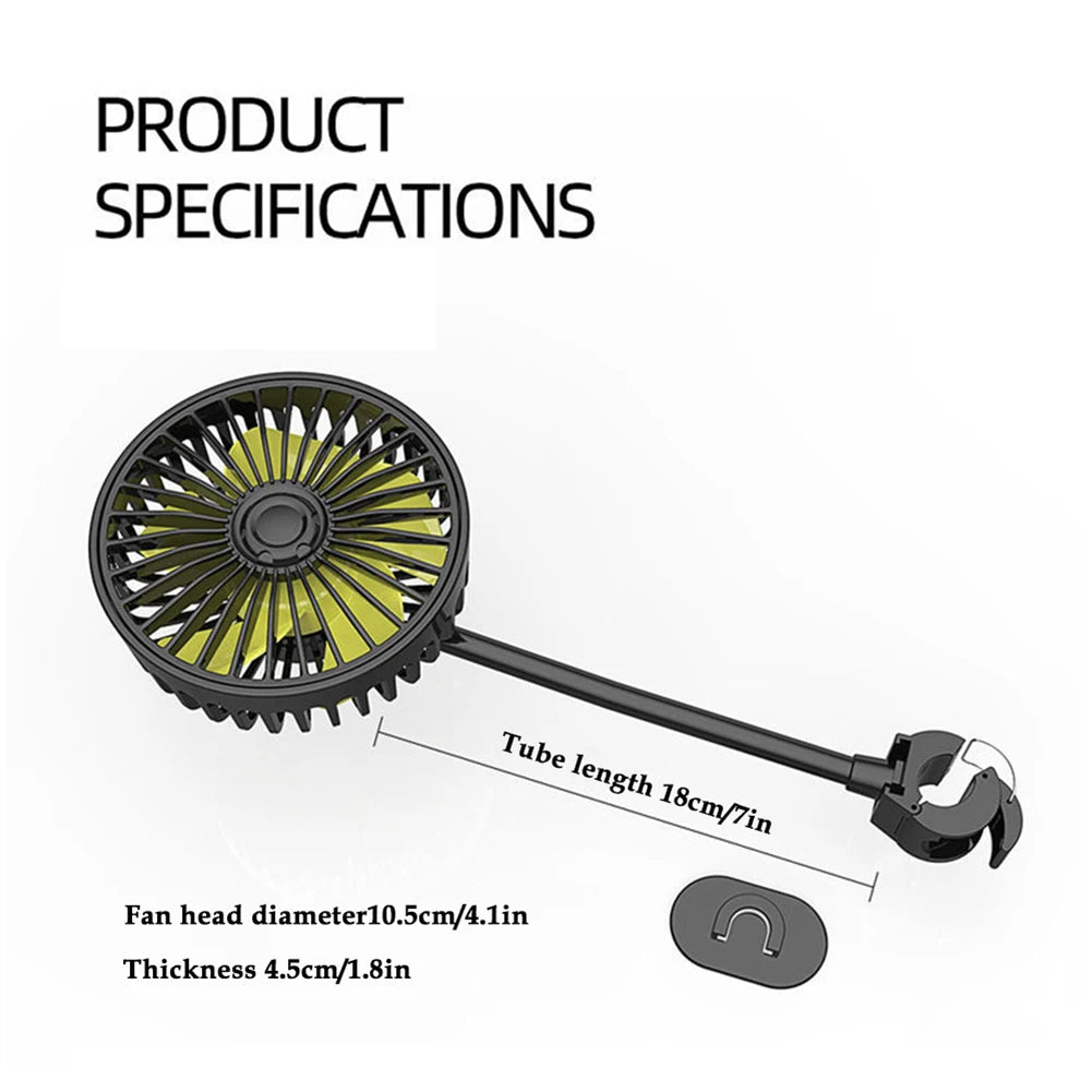 Car Air Cooling Fan – USB Powered Back Seat Fan with 3-Speed Wind Adjustment & 5 ABS Fan Blades