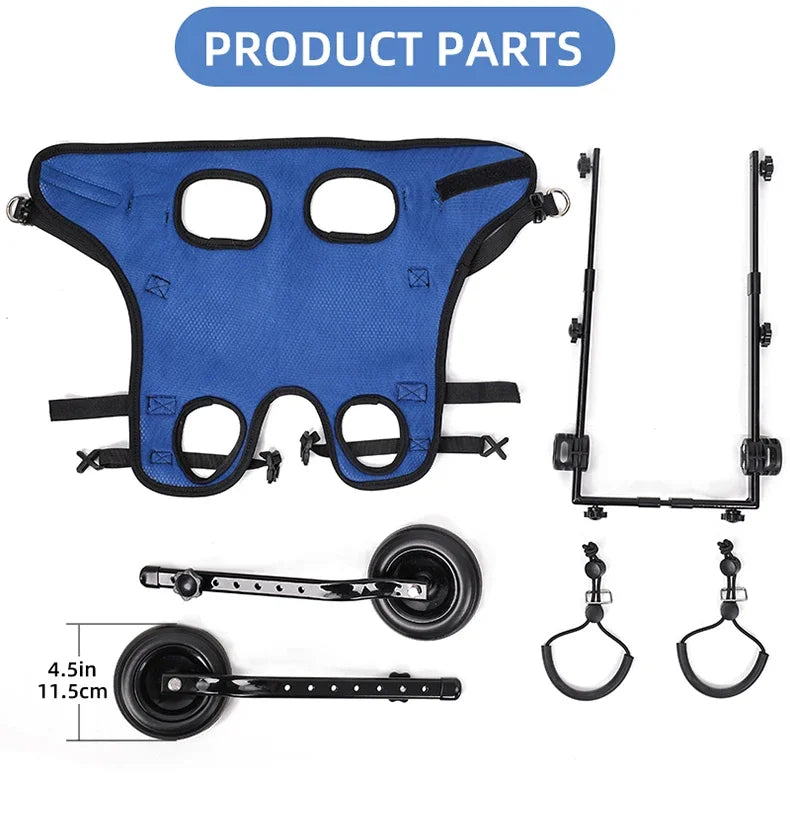 Adjustable Pet Wheelchair Cart – Mobility Aid with Wheels for Disabled Dogs and Cats