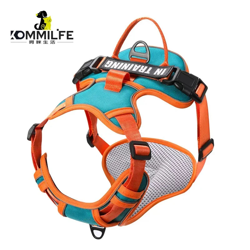 🐾 Personalized Nylon Adjustable Dog Harness – Reflective, Breathable Vest with Leash for Small, Medium & Large Dogs