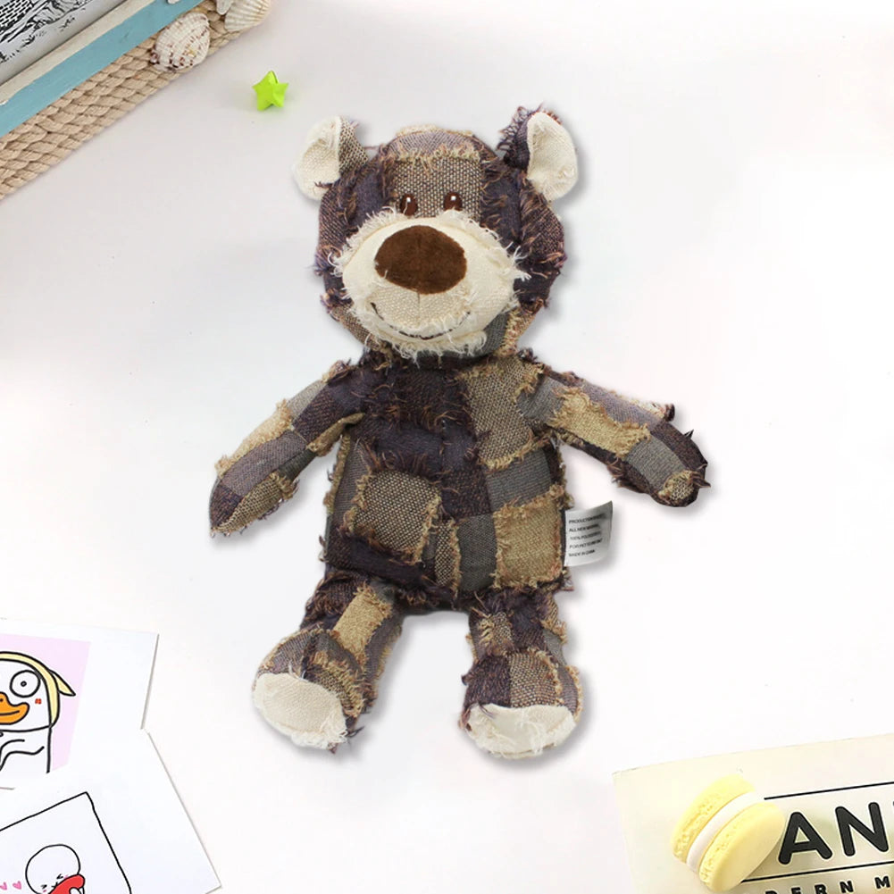 Bear-Shaped Companion Chew Toy – Indestructible Squeaky Plush for Small & Large Dogs