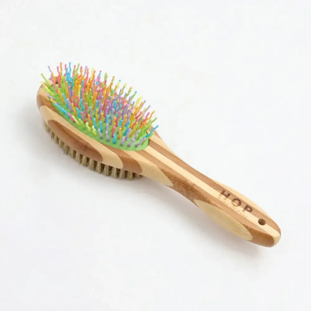 Bamboo Double-Sided Dog Brush – Pet Grooming & Massage Comb for Dogs and Cats | Eco-Friendly Soft Bristle & Pin Brush