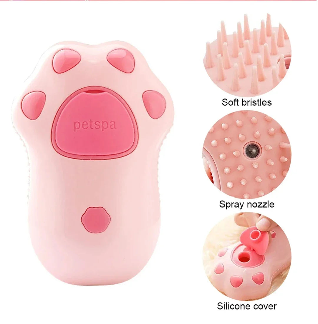 🧼 3-in-1 Pet Steam Brush – Electric Spray Grooming Comb for Cats & Dogs