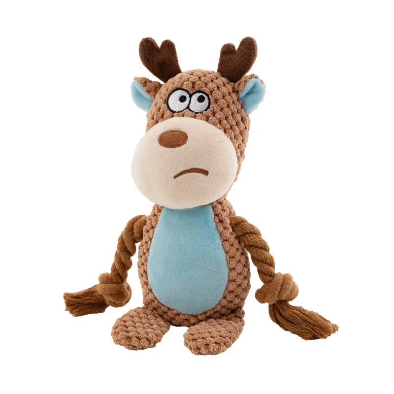 Stuffed Raw Small Dog Plush Toy – Indestructible Bite-Resistant Squeaky Interactive Puppy Rattle for Dogs