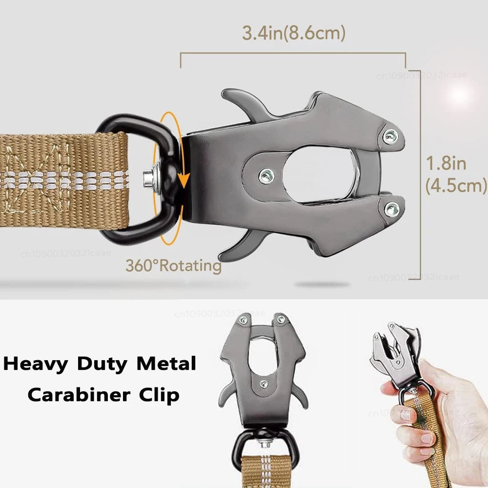 Heavy Duty Bungee Tactical Dog Leash – 2 Padded Handles, Shock-Absorbing Lead