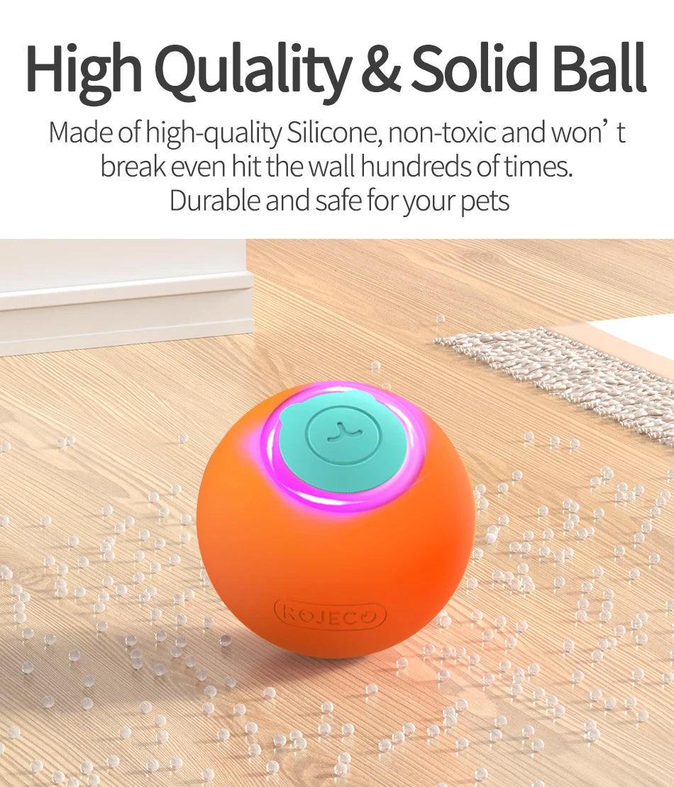 🐾 ROJECO Smart Interactive Cat Bouncing Ball – Self-Moving Electric Pet Toy for Cats & Dogs