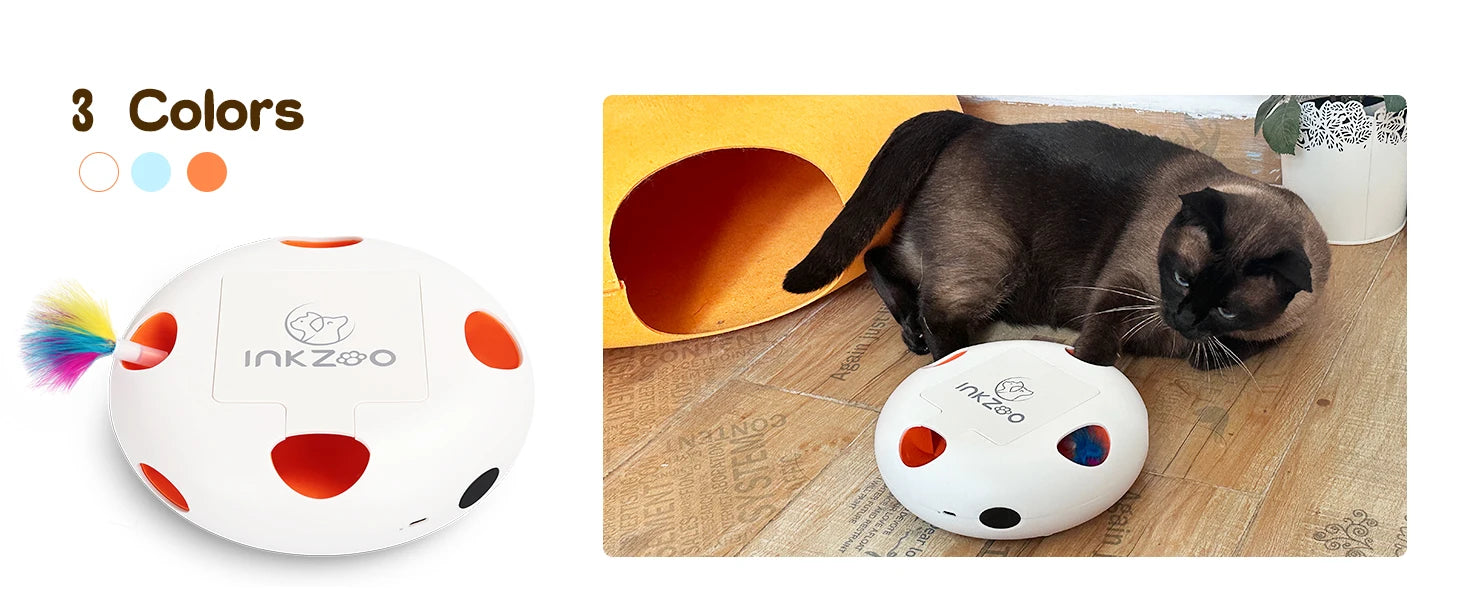INKZOO 7-Hole Interactive Cat Toy – Automatic Mice Whack-A-Mole for Cats & Kittens