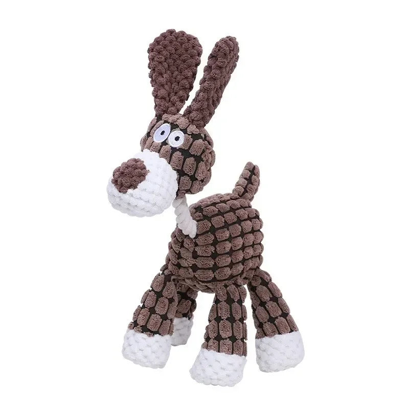 Plush Animal Squeaky Dog Toy – Bite Resistant Corduroy Chew Toy for Small & Large Dogs, Puppy Training Toy