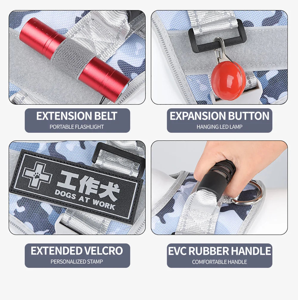 🐾 Multifunctional Reflective Dog Harness – Outdoor Training & Comfort Vest for Medium & Large Dogs