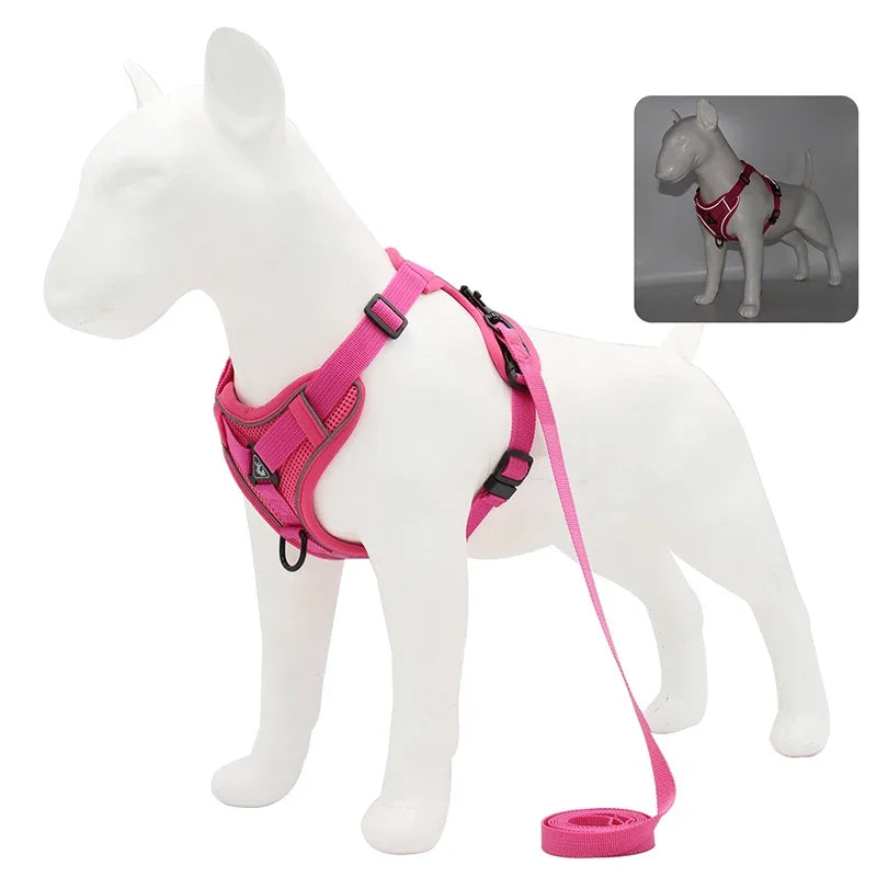 🐾 No Pull Dog Harness & Leash Set – Reflective Adjustable Mesh Vest for Small Dogs & Cats