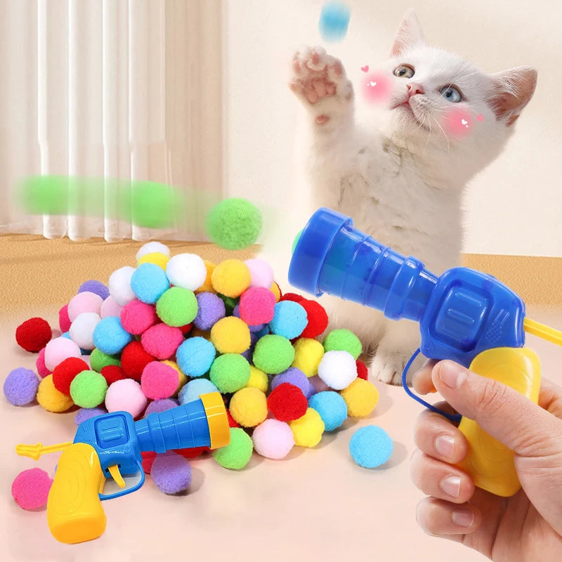🎯 Cat Plush Ball Shooting Gun – Mini Silent Launcher Toy for Interactive Play & Stress Relief