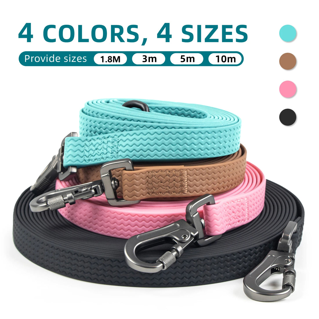 PVC Dog Training Leash – Waterproof, Durable Lead (1.8m, 3m, 5m, 10m)