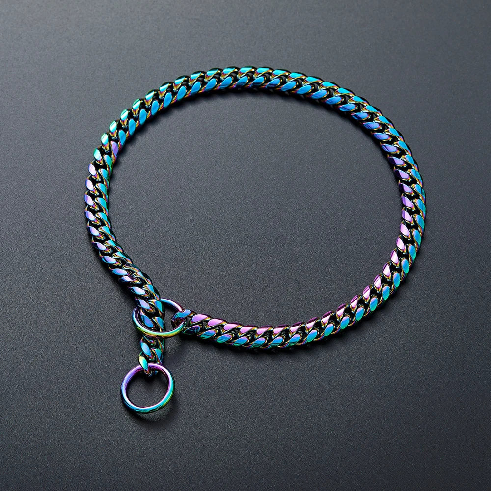 🐕 Heavy-Duty Gold Chain Dog Choke Collar – 10mm Gold-Plated Stainless Steel