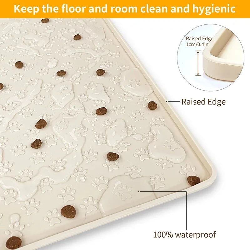 🐾 Silicone Waterproof Pet Feeding Mat – Non-Slip Food & Water Bowl Placemat for Cats & Dogs