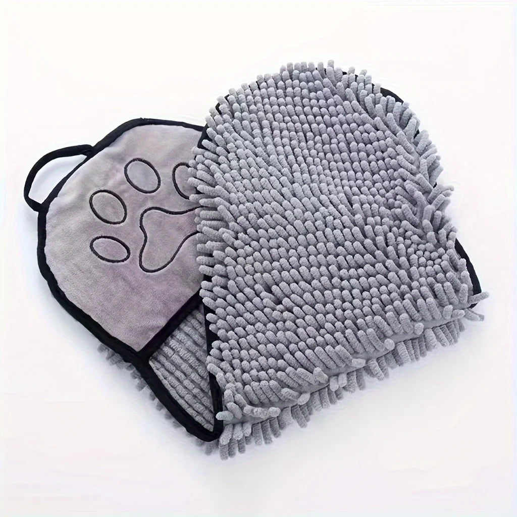 1 pet bath towel, made of Chenille material, specially designed for dogs, quickly absorbs water, suitable for cats and dogs