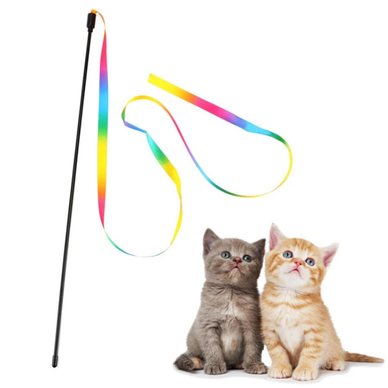 :  🌈 Pet Cat Teaser Wand – Rainbow Strip Interactive Toy