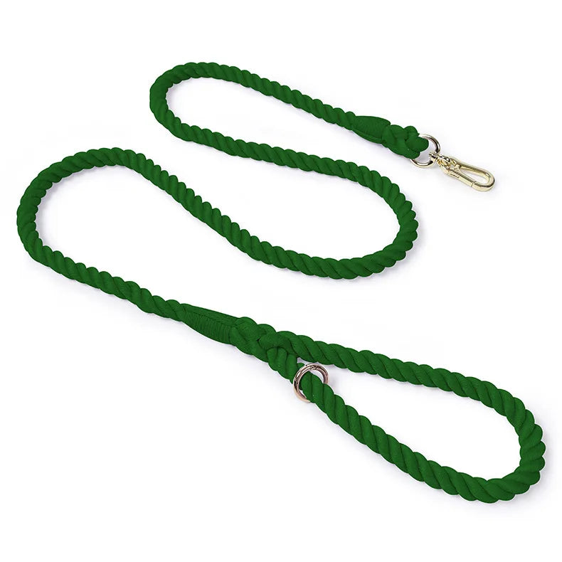 Hand-Woven Gradient Dog Leash – Multi-Function Cotton Rope Lead for Outdoor Walking & Training