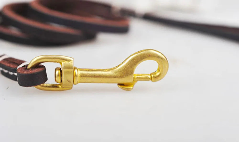 Handmade Genuine Leather Dog Leash – Lightweight Slender Leash for Small Dogs & Cats