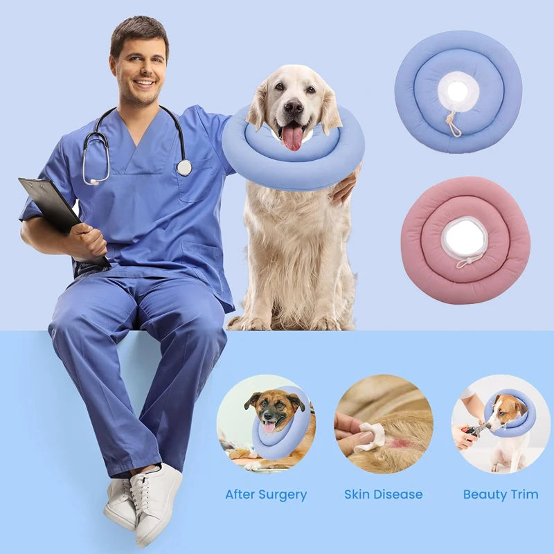 Soft Pet Recovery Collar – Cotton Elizabethan Neck Cone for Dogs & Cats – Anti-Scratch, Anti-Lick Wound Healing Headgear