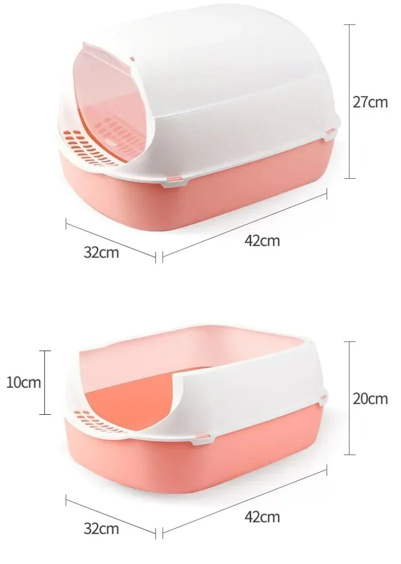 Kitty Sandbox Cat Litter Box Semi-enclosed Splashproof