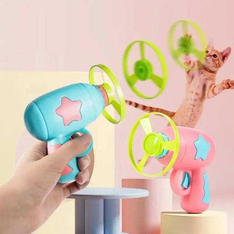 Interactive Mini Flying Disc Shooter Cat Toy – Pet Training & Chasing Game
