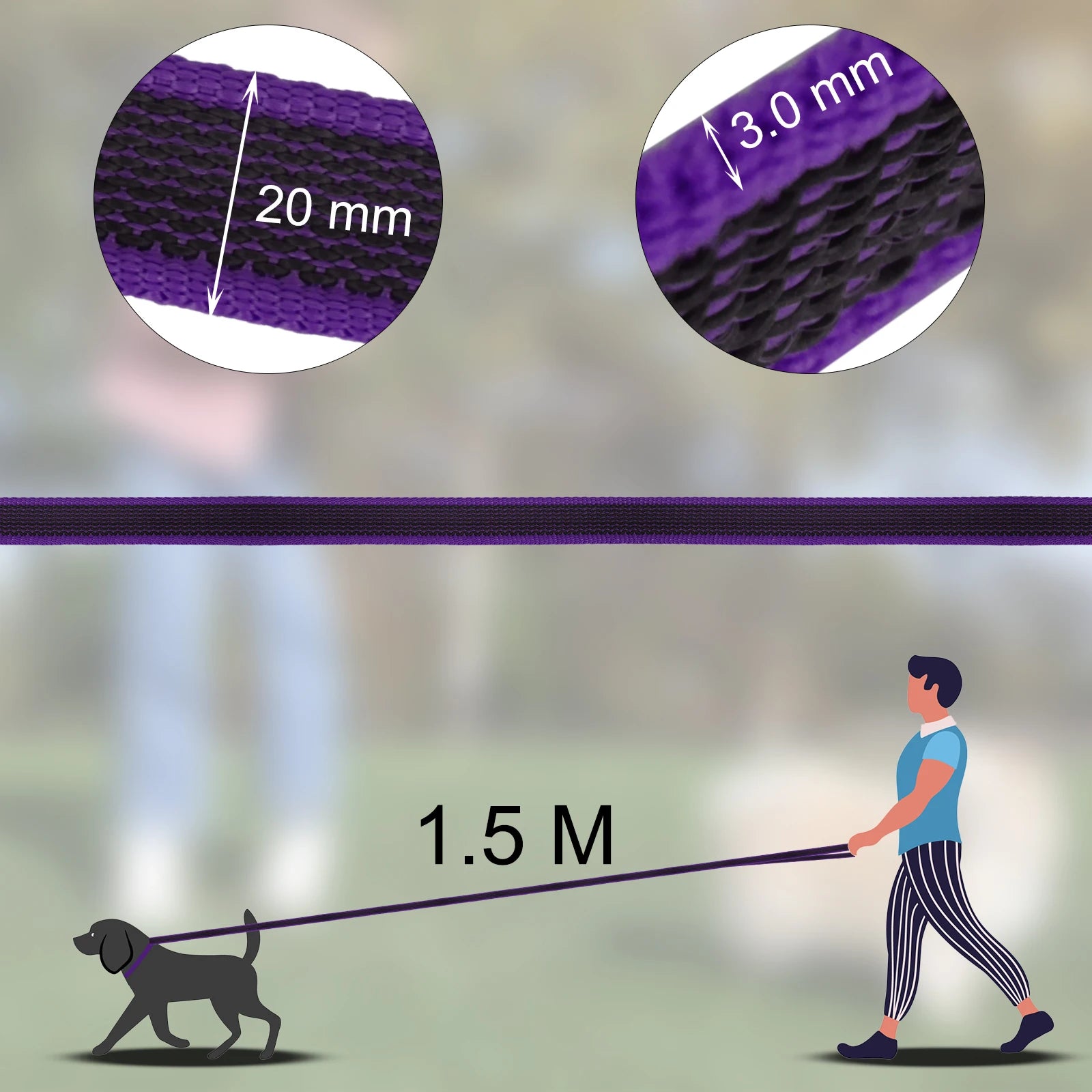 Durable Latex Silk Long Dog Leash – 1.5M to 15M Dual Color Training Lead for Small & Medium Dogs