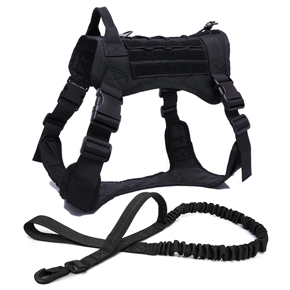 Tactical Dog Harness, Leash & Collar Set – Adjustable Military Pet Vest for Medium & Large Dogs