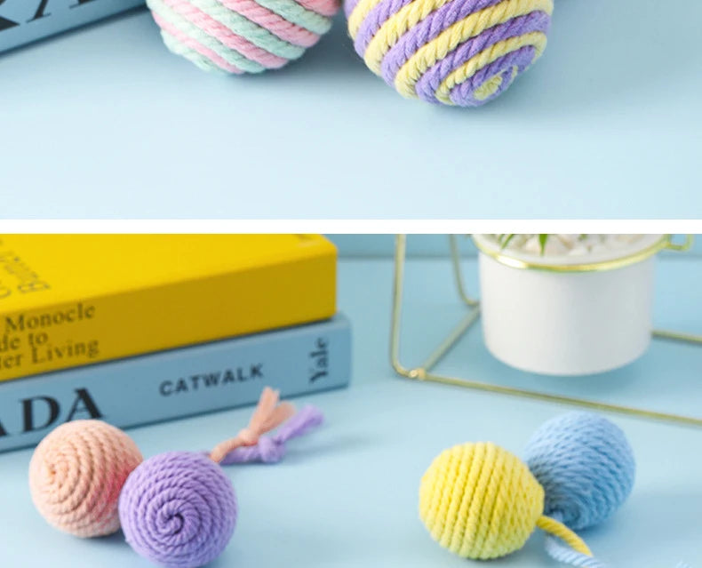 Colorful Cotton Rope Weave Ball – Interactive Teaser & Chew Toy for Cats & Dogs
