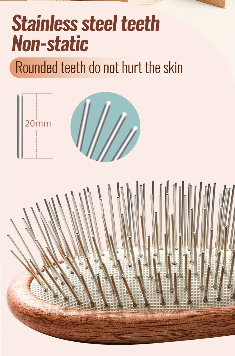 Fenice Wooden Handle Pet Comb – Professional Dog & Cat Grooming Hair Remover Brush