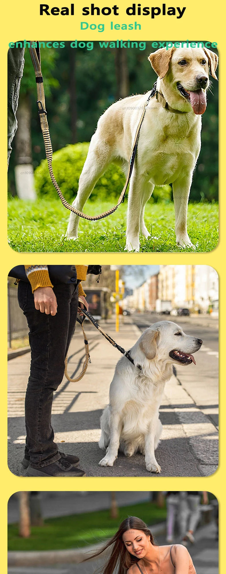 Heavy Duty Bungee Tactical Dog Leash – 2 Padded Handles, Shock-Absorbing Lead