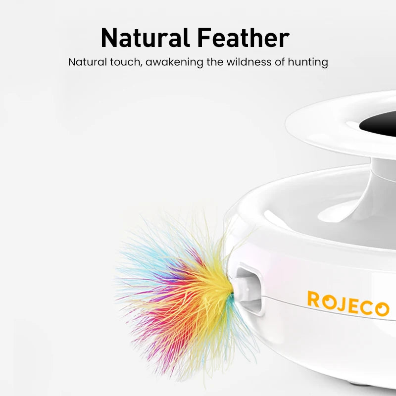 ROJECO 2-in-1 Smart Feather & Ball Cat Toy – 5 Modes
