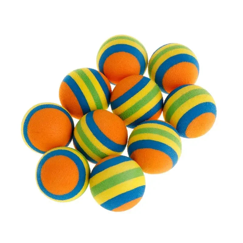 10Pcs Colorful Interactive Cat Toy Balls – Chewing, Rattle & Scratch Foam Balls for Kittens and Cats