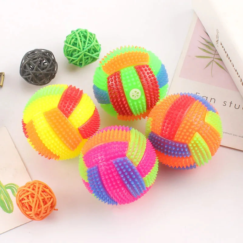 LED Glowing Ball Dog Toy – Bouncy Chew Ball for Puppies & Small Dogs, Colorful Light Molar Toy for Interactive Pet Play