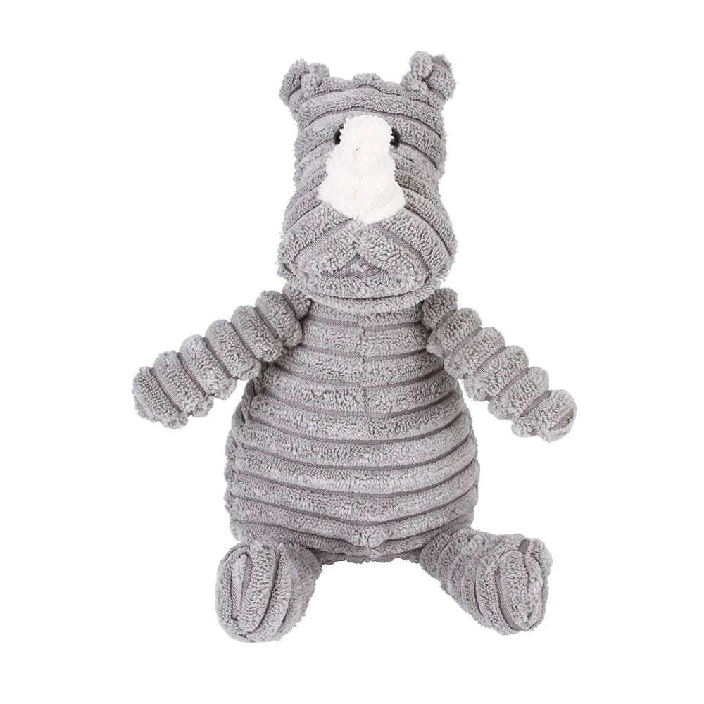 🐵🐷 Corduroy Monkey & Pig Plush Dog Toy – Squeaky, Durable & Fun