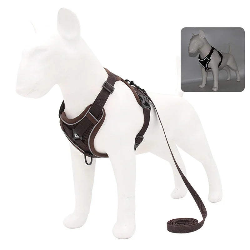 🐾 No Pull Dog Harness & Leash Set – Reflective Adjustable Mesh Vest for Small Dogs & Cats