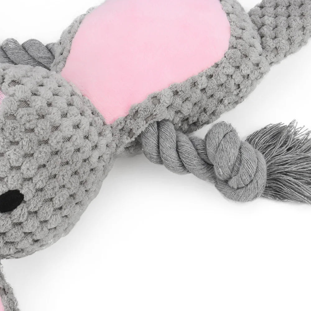 Animal Rope Plush Dog Toy – Rabbit & Monkey Squeaky Chew 🐾🧸