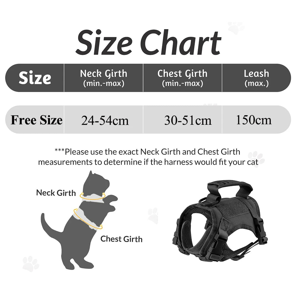 Tactical Cat Harness & Leash – Adjustable Vest for Cats, Kittens & Small Dogs