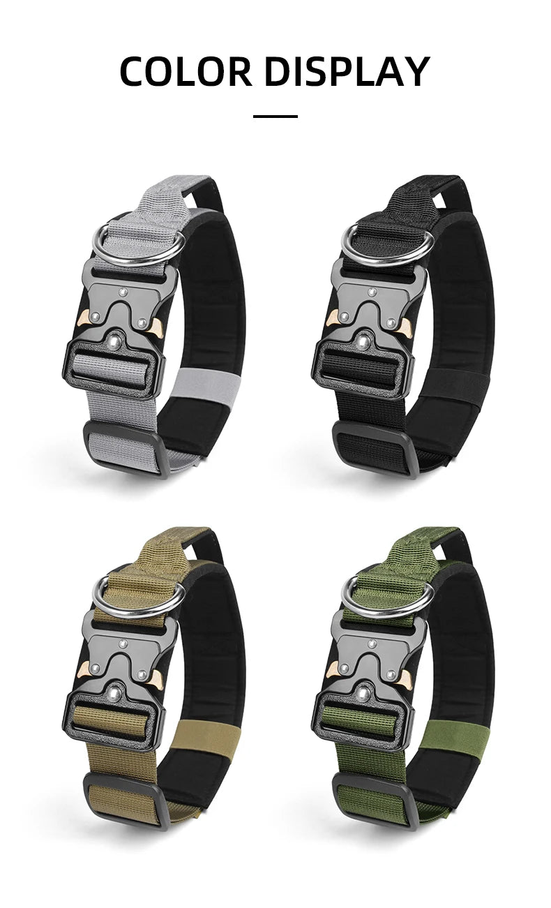 Tactical Dog Collar – Durable Outdoor Collar with Rugged Zinc Alloy Buckle & Soft Lining for Medium & Large Dogs