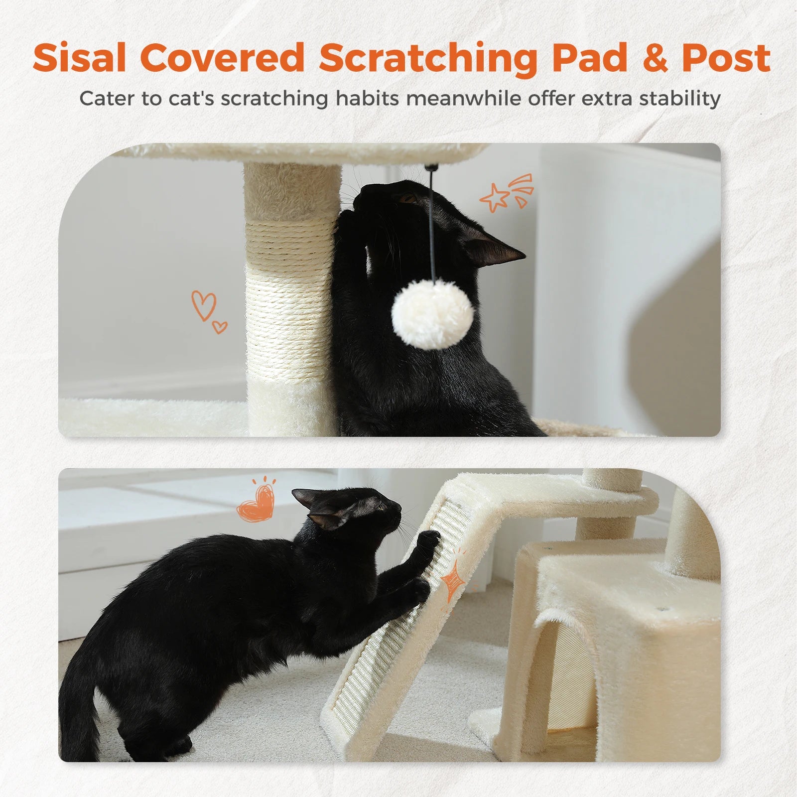 Cat Tree Tower – Scratching Posts, Hammock & Perch