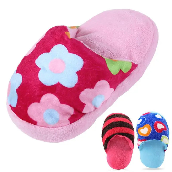 Plush Slipper Squeaker Dog Toy – Funny Sound Chew Toy for Puppies & Cats, Interactive Soft Pet Toy for Training & Play