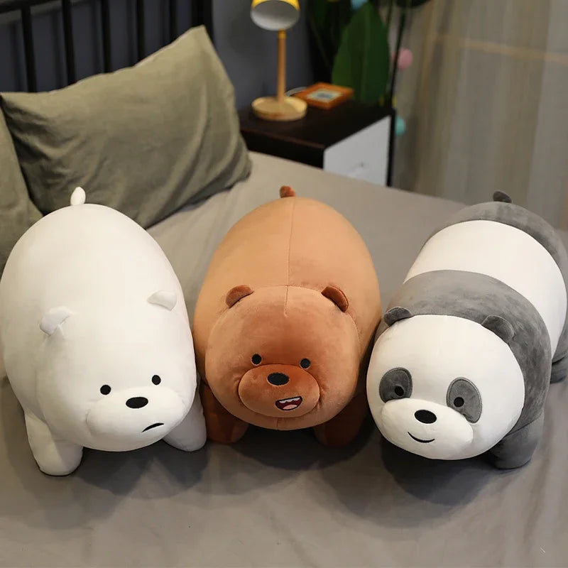 🧸 Original We Bare Bears Plush Toys – Grizzly, Panda & Ice Bear Stuffed Dolls 🐻🐼❄️