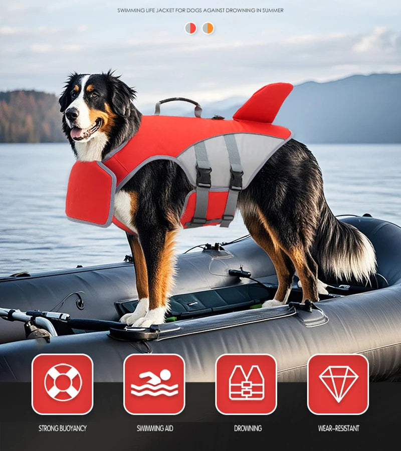 Dog Life Jacket – Safety Shark Fin Vest for Swimming 🦈🐶