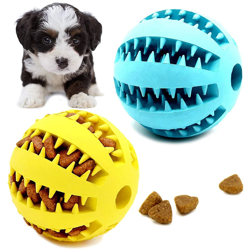 Rubber Dog Ball Toy – Interactive Chew & Treat Dispenser 🐾⚽