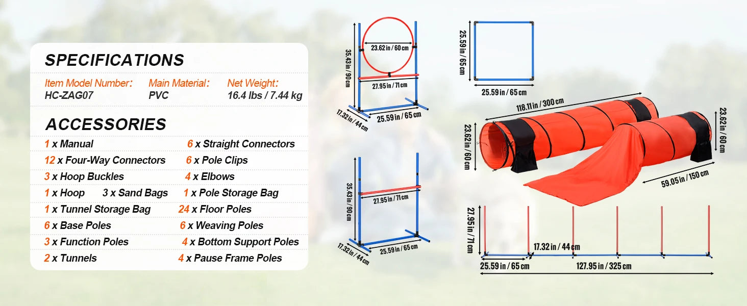 Dog Agility Training Set – 4 PCS Hurdles, Poles, Ring & Box 🐾🏃‍♂️